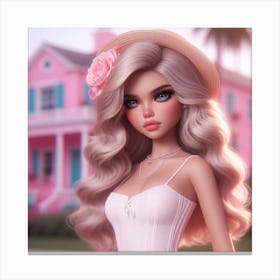 Doll In Pink House Canvas Print