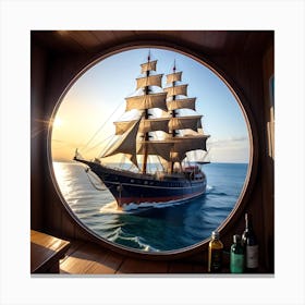 Sailing Ship Through A Window Canvas Print