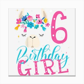 Kids 6 Year Old Gifts 6th Birthday Girlns Funny Llama Canvas Print