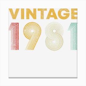 Vintage 1981 41st Birthday Gift Men Women 41 Years Old Canvas Print