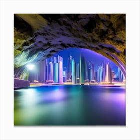 Dubai City At Night Canvas Print