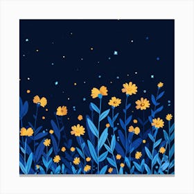 Night Sky With Flowers 1 Canvas Print