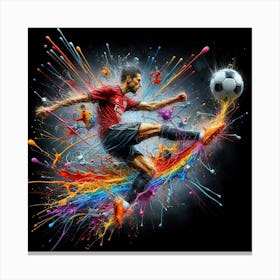 Soccer Player Kicking The Ball Canvas Print