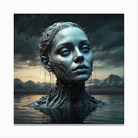 Portrait Of A Woman In Water Canvas Print