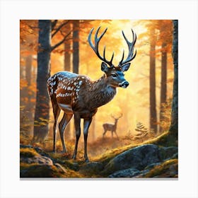 Deer In The Forest 124 Canvas Print