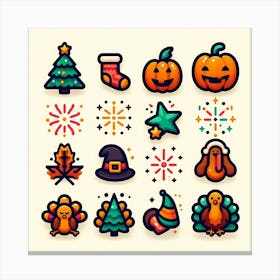 Thanksgiving Icons Canvas Print