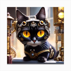 Anime "grumpy cat" surreal sci-fi Gothic steampunk limited edition 7/9 cyborg pet Canvas Print