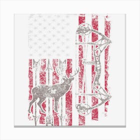 American Flag Deer Bow Hunting Patriotic Distressed Canvas Print