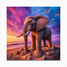 Elephant In The Sand 1 Canvas Print