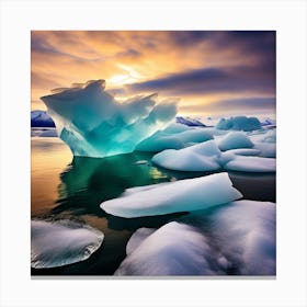 Icebergs At Sunset 32 Canvas Print