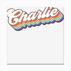 First Name Charlie Retro 80s Rainbow Style Canvas Print