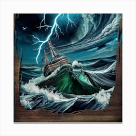 Ocean Storm With Large Clouds And Lightning 10 Canvas Print