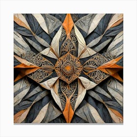 Firefly Beautiful Modern Detailed Floral Indian Mosaic Mandala Pattern In Neutral Gray, Charcoal, Si (6) Canvas Print