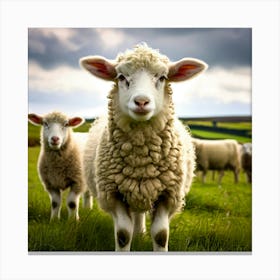 Nature Wool Farm Animal Herd Countryside Grass Sheep Mammal Green Landscape Farming Meado (8) Canvas Print