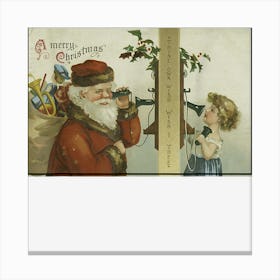 Vintage Santa Claus Telephone Conversation With Child (1909) Canvas Print