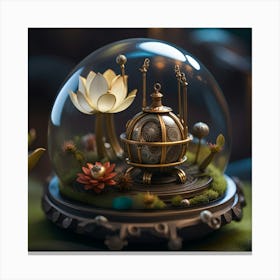Miniature Garden Inside A Glass Dome Canvas Print