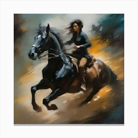 Pintura De Mujer Cabalgando Al Galope Canvas Print