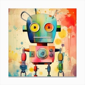 Mechanical Robot AI Watercolor Canvas Print