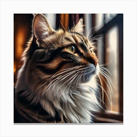 Cat Looking Out The Window Canvas Print