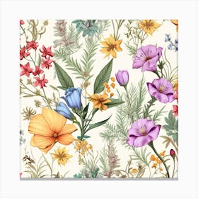 Wildflowers Seamless Pattern Canvas Print