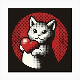 Cat Holding Heart 5 Canvas Print