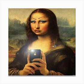 Mona Lisa With Phone Canvas Print