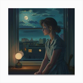 Girl At The Window Canvas Print