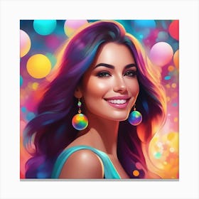 Beautiful Woman With Colorful Hair Canvas Print