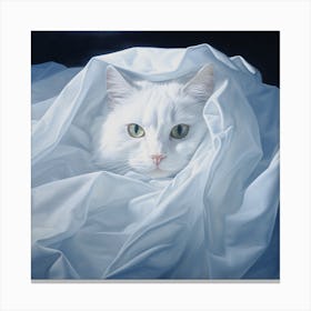 Ghost Cat In A Classic White Sheet Canvas Print