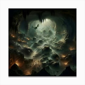 A Cave System That Descends Far Below The Earth, Filled With Darkness And Lurking Creatures Canvas Print