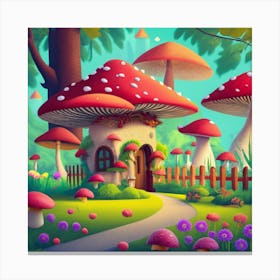 Mushroom House In The Forest Canvas Print