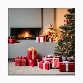 Christmas Tree With Presents 2 Canvas Print