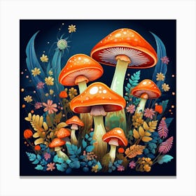 Mushrooms In The Forest 42 Canvas Print