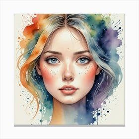 Watercolor Of A Girl 28 Canvas Print