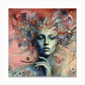 Woman With A Flower Head Canvas Print