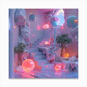 Room With Neon Lights 2 Canvas Print