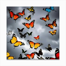 Colorful Butterflies In The Sky 14 Canvas Print