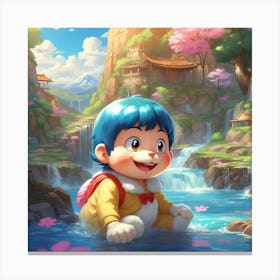 Asian Boy In The Water Canvas Print