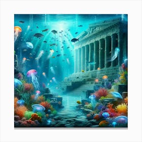 Underwater Scene With Jellyfish Canvas Print