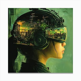 Futuristic Girl In Helmet Canvas Print