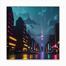 Neon Horizon Life in the Urban Core Canvas Print