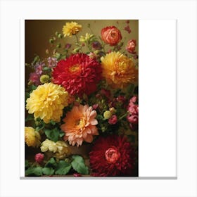 Dahlias In Vase Canvas Print