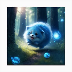 Blue Dog In The Forest Canvas Print