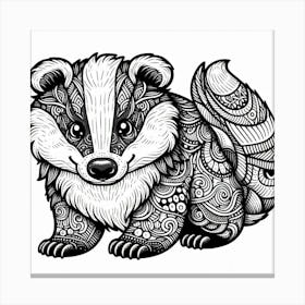 Line Art badger Canvas Print