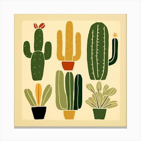 Rizwanakhan Simple Abstract Cactus Non Uniform Shapes Petrol 5 Canvas Print