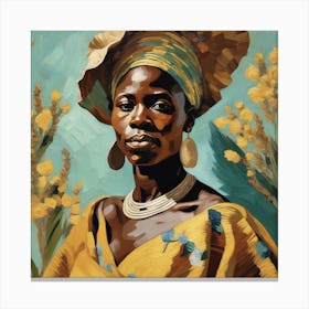 African Woman in Van Gogh style Canvas Print