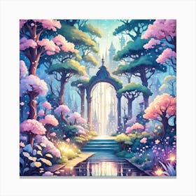 A Fantasy Forest With Twinkling Stars In Pastel Tone Square Composition 128 Canvas Print