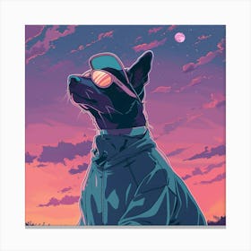 Dog With Sunglasses Lofi Doggy Canvas Print