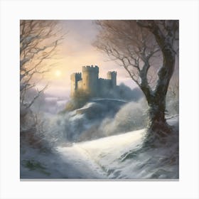 Winter Landscape, Hilltop Norman Castle Canvas Print