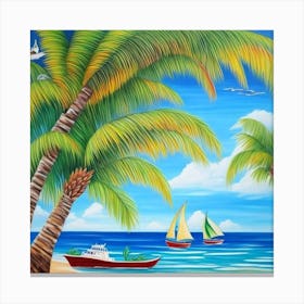 Sailboats On The Beach 1 Canvas Print